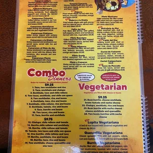 a menu for a mexican restaurant