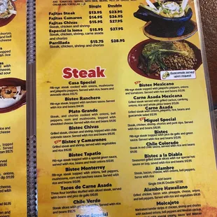 a menu for a mexican restaurant