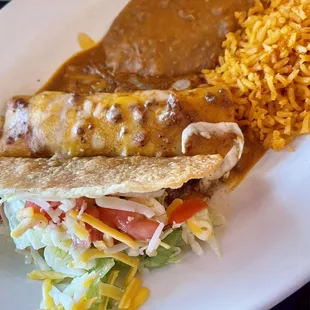 Lunch menu #3 - chicken enchilada &amp; crispy beef taco