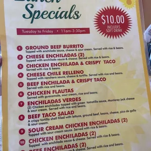 Lunch menu - July 2023