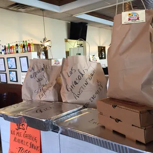 Take out orders available.