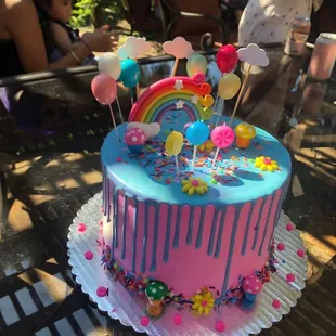 a birthday cake with lollipops