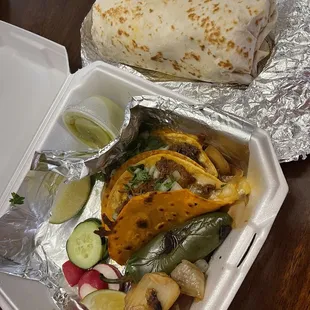 Tacos and burrito