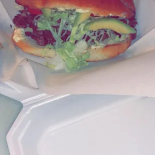 Steak torta $5.50(steak,mayo,avocado slices,tomatoes &amp; lettuce)