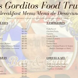 Los Gorditos * Food Truck Menu