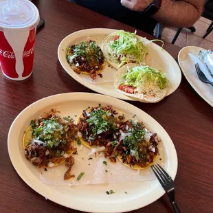 Al pastor, carnitas, fish tacos and steak and egg burrito