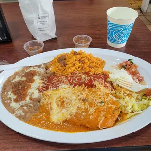 Beef enchilada and Chile Relleno