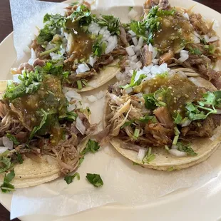 Carnitas street tacos.