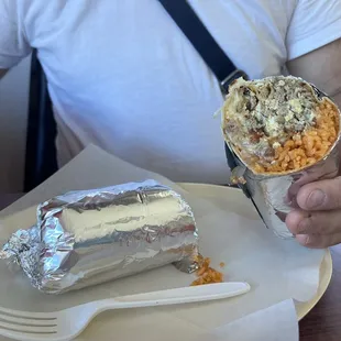 Steak and eggs breakfast burrito