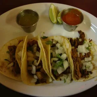 My order of Tacos Mixtos from Los Gordos Taqueria January 18th 2014.