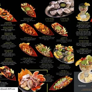 a menu of appetizers