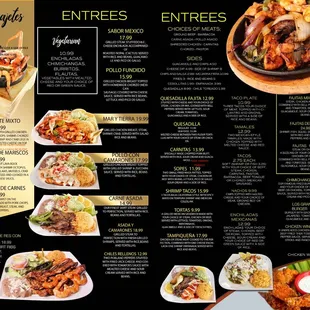 the menu for the restaurant