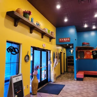 the entrance to the restaurant