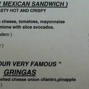 Close up of Menu