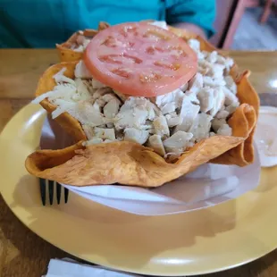 a chicken salad in a tortilla