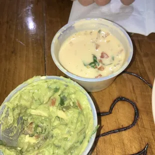 Queso and guacamole  Both delicious!