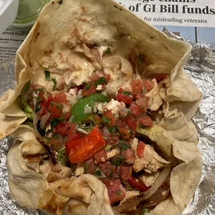 Veggie burrito with chicken