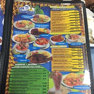 a menu for a mexican restaurant