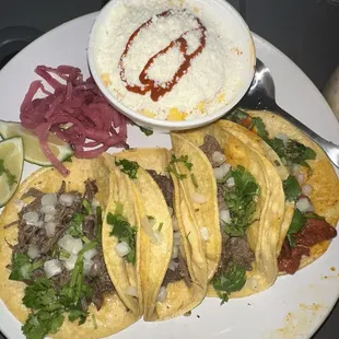 4 taco plate - brisket, barbacoa, steak, al pastor