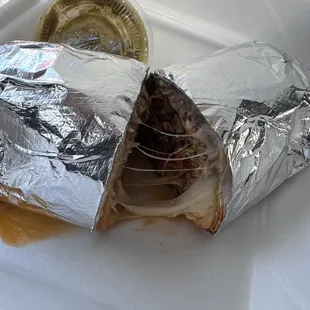 Chorizo, egg, bean and cheese breakfast burrito