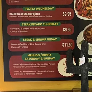 Weekly specials