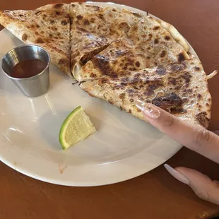 Vegan caramelo finger for scale