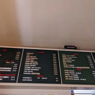menus and prices