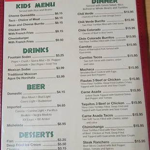 menu