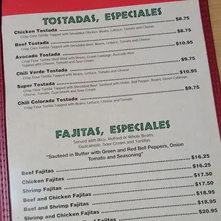 menu