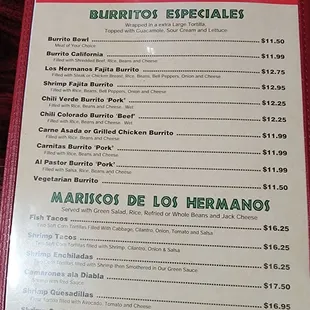 menu