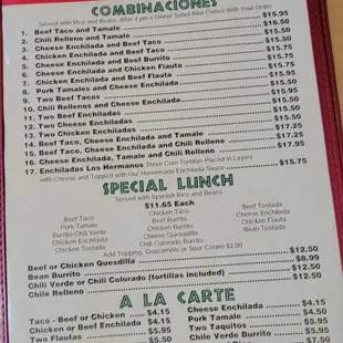 menu