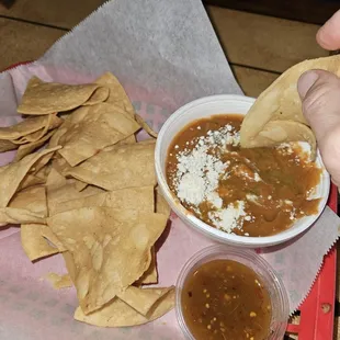 Chips with cotija cheese and salsa