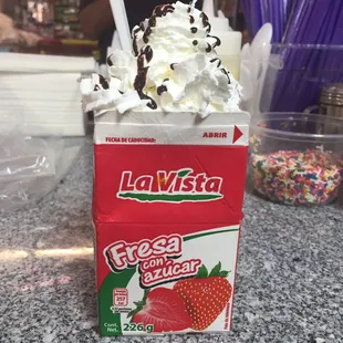 Fresas congeladas con crema