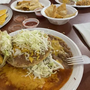 Combination plate  - cheese enchilada and tostada