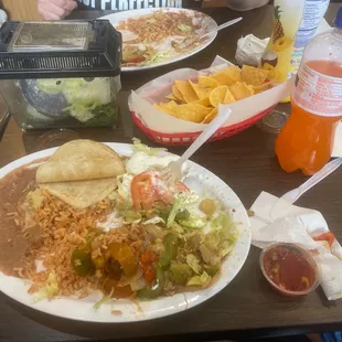 Alhambra steak plate/ burritos and nachos.