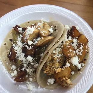 Chicharrón and chorizo with egg and potatoes. Que ricos!!!