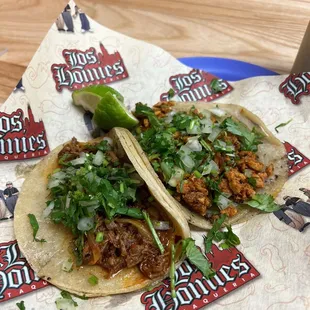 Birria (5) and pastor (3.5) tacos