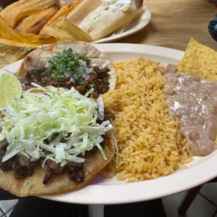 Taco and tostada dinner