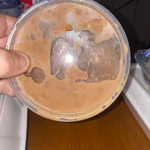 Refried beans like soup.