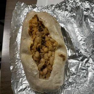chicken/bean/rice burrito