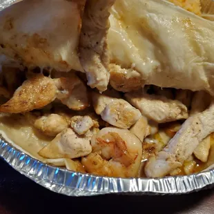 Shrimp n chicken quesadilia. June, 2020.