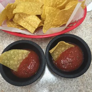 We were welcomed with salsa and chips! What a great spot!