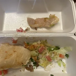 Fish taco. Still swimming in the tortilla