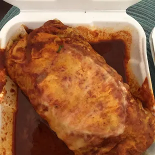 Large carne asada wet burrito