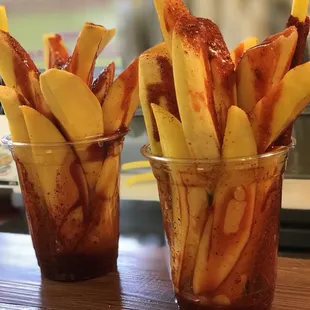 two glasses of fries