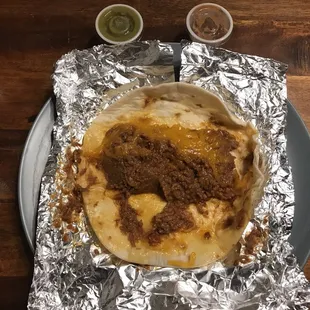 Chorizo, bean, and cheese