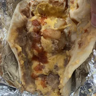 Potato, bean, &amp; cheese taco with salsa