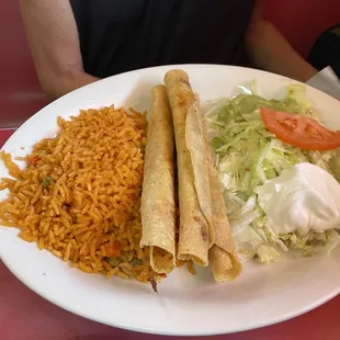 Flautas and double rice.
