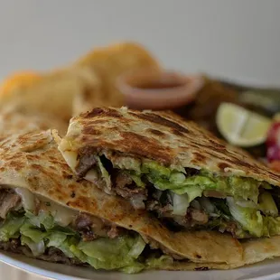 Super quesodilla with carne asada
