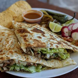 Super quesodilla with carne asada